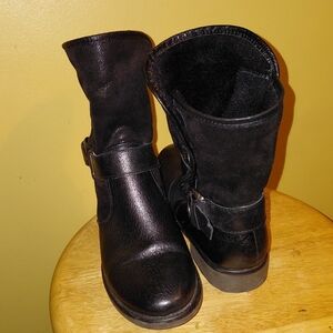 BareTraps Black Leather & Suede Ankle Boots